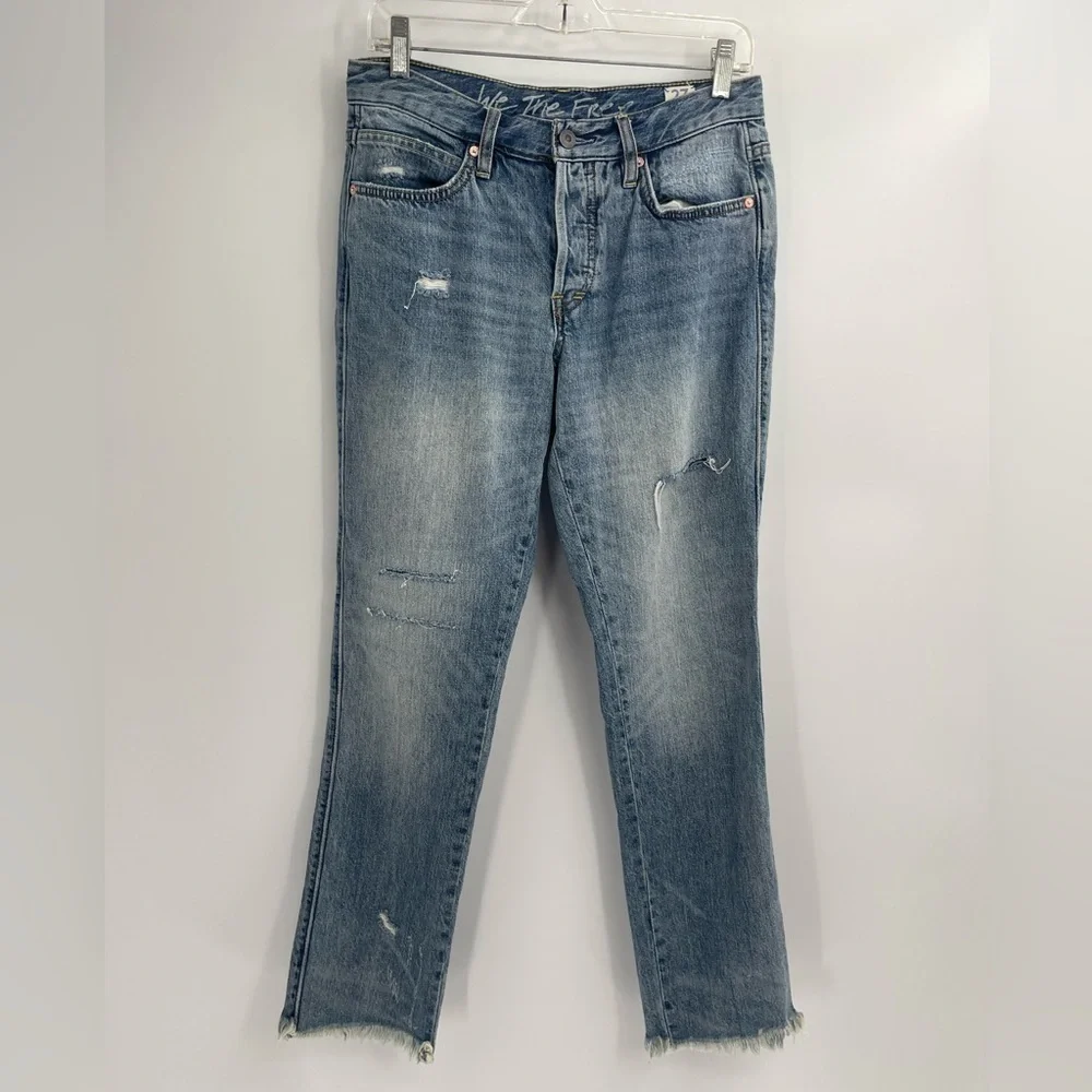 Free people we the free high rise blue distressed jeans size 27